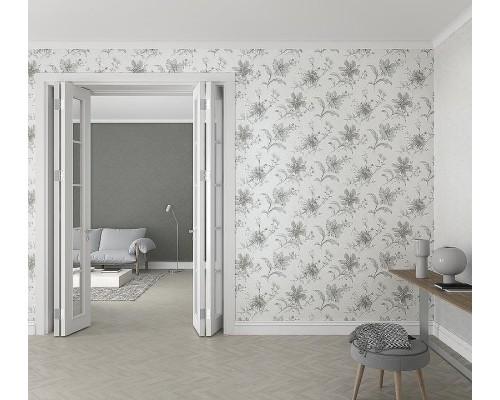 Обои Marburg Shades 32456 Винил на флизелине (0,53x10,05) Белый/Серый/Серый, Цветы