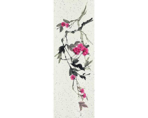 Панно Marburg Crush Motion 63483 Винил на флизелине (0,7x2,7) Бежевый/Розовый, Цветы/Листья