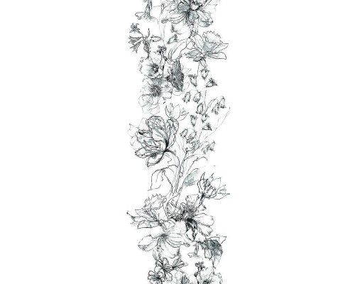 Панно Marburg Crush Motion 63492 Винил на флизелине (0,7x2,7) Белый/Черный, Цветы