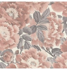 Обои RASCH Kimono 408331 Винил на флизелине (0,53x10,05) Белый/Розовый/Серый, Цветы