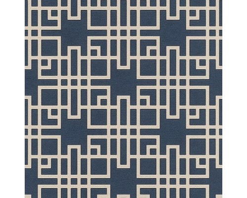 Обои RASCH Kimono 409253 Винил на флизелине (0,53x10,05) Синий/Белый, Геометрия