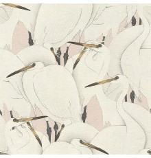 Обои RASCH Kimono 409536 Винил на флизелине (0,53x10,05) Белый/Розовый, Птицы