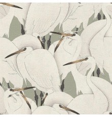 Обои RASCH Kimono 409543 Винил на флизелине (0,53x10,05) Белый/Серый, Птицы