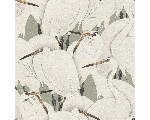 Обои RASCH Kimono 409543 Винил на флизелине (0,53x10,05) Белый/Серый, Птицы