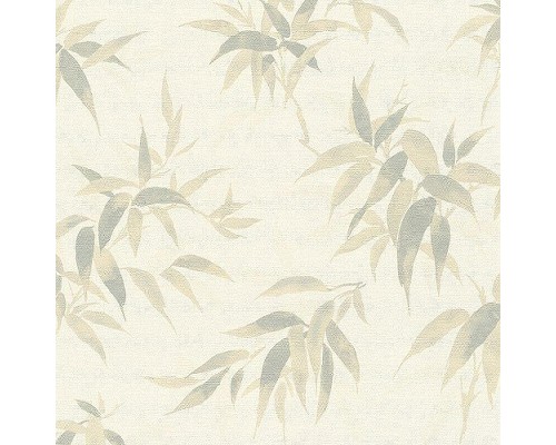 Обои RASCH Kimono 409741 Винил на флизелине (0,53x10,05) Белый/Бежевый, Листья