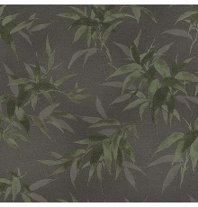 Обои RASCH Kimono 409772 Винил на флизелине (0,53x10,05) Черный/Зеленый, Листья