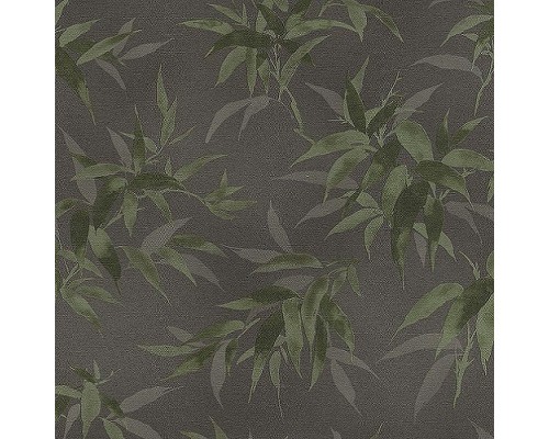Обои RASCH Kimono 409772 Винил на флизелине (0,53x10,05) Черный/Зеленый, Листья