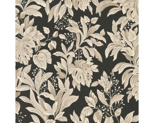 Обои Zambaiti Parati Trussardi VI 46047 Винил на флизелине (1,06x10,05) Черный/Бежевый, Листья/Цветы