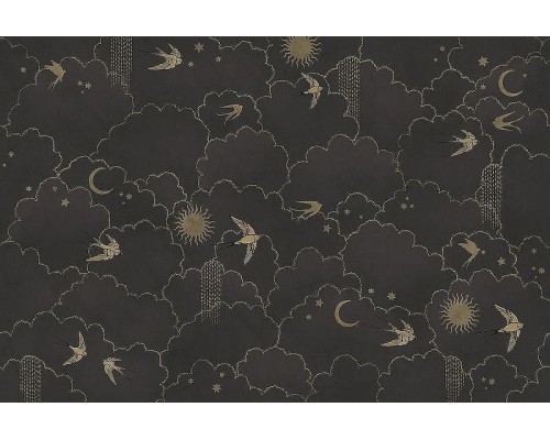 Фреска Ortograf Miracle 33856 Фактура бархат FX Флизелин (4,5x3) Черный/Бежевый, Птицы/Облака/Абстракция