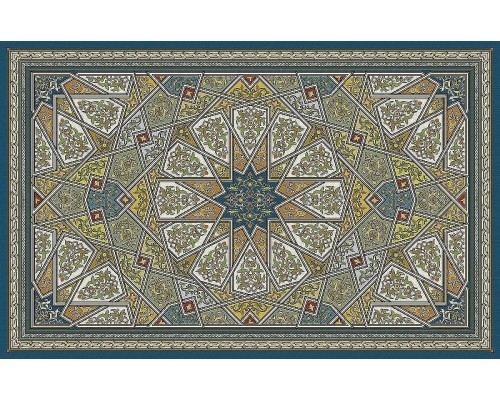 Фреска Ortograf Arabesque 33434 Фактура флок FLK Флизелин (4,4x2,8) Зеленый/Синий/Желтый, Орнамент