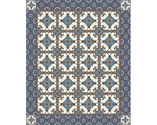 Фреска Ortograf Arabesque 33435 Фактура флок FLK Флизелин (2x2,4) Синий/Коричневый/Белый, Орнамент
