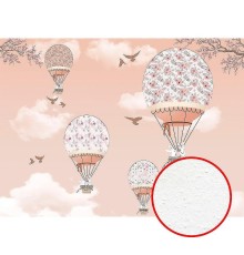 Фреска детская Ortograf Для самых маленьких 32907 Фактура бархат FX Флизелин (3,7x2,7) Розовый, Воздушные шары