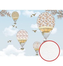 Фреска детская Ortograf Для самых маленьких 32909 Фактура бархат FX Флизелин (3,7x2,7) Голубой/Бежевый, Воздушные шары