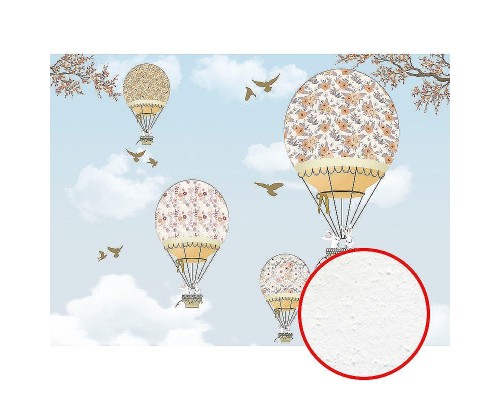 Фреска детская Ortograf Для самых маленьких 32909 Фактура бархат FX Флизелин (3,7x2,7) Голубой/Бежевый, Воздушные шары