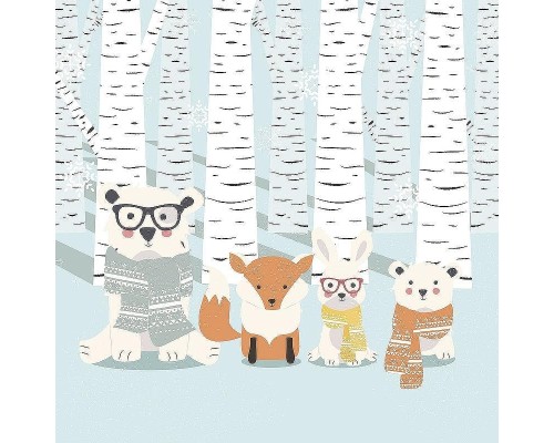 Фреска детская Ortograf Для самых маленьких 32916 Фактура флок FLK Флизелин (2,7x2,7) Голубой, Животные