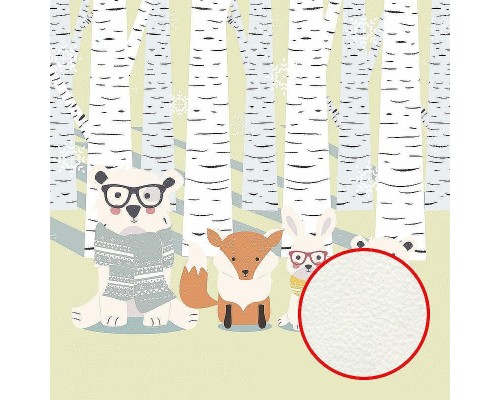 Фреска детская Ortograf Для самых маленьких 32918 Фактура флок FLK Флизелин (2,7x2,7) Зеленый/Разноцветный, Животные