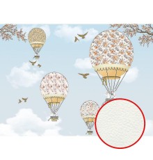 Фреска детская Ortograf Для самых маленьких 32909 Фактура флок FLK Флизелин (3,7x2,7) Голубой/Бежевый, Воздушные шары