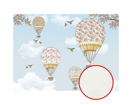 Фреска детская Ortograf Для самых маленьких 32909 Фактура флок FLK Флизелин (3,7x2,7) Голубой/Бежевый, Воздушные шары