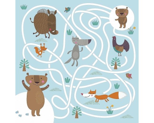 Фреска детская Ortograf Для самых маленьких 32920 Фактура флок FLK Флизелин (2,7x2,7) Голубой/Разноцветный, Животные