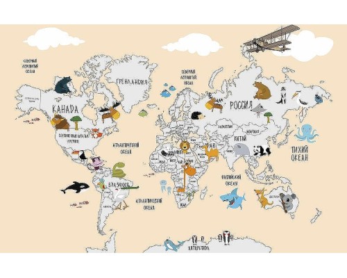 Фреска детская Ortograf Для самых маленьких 32912 Фактура бархат FX Флизелин (4,1x2,7) Розовый/Разноцветный, Карты