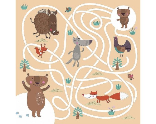 Фреска детская Ortograf Для самых маленьких 32921 Фактура флок FLK Флизелин (2,7x2,7) Бежевый/Разноцветный, Животные