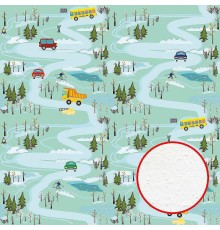 Фреска детская Ortograf Для самых маленьких 32913 Фактура бархат FX Флизелин (2,7x2,7) Зеленый, Автомобили/Деревья