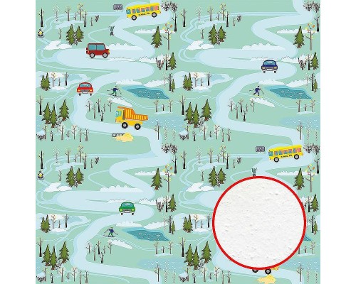 Фреска детская Ortograf Для самых маленьких 32913 Фактура бархат FX Флизелин (2,7x2,7) Зеленый, Автомобили/Деревья