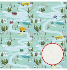 Фреска детская Ortograf Для самых маленьких 32913 Фактура флок FLK Флизелин (2,7x2,7) Зеленый, Автомобили/Деревья