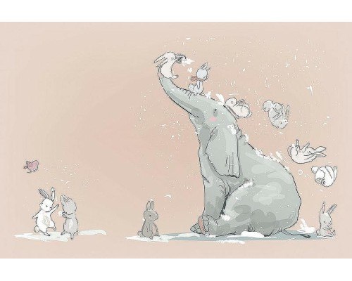 Фреска детская Ortograf Для самых маленьких 32926 Фактура флок FLK Флизелин (4x2,7) Розовый, Животные