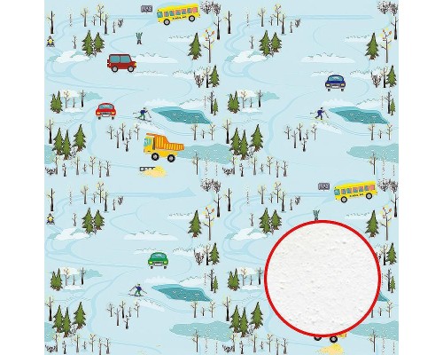 Фреска детская Ortograf Для самых маленьких 32914 Фактура бархат FX Флизелин (2,7x2,7) Голубой, Автомобили/Деревья