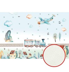 Фреска детская Ortograf Для самых маленьких 32922 Фактура флок FLK Флизелин (4x2,7) Голубой/Разноцветный, Мультимедия