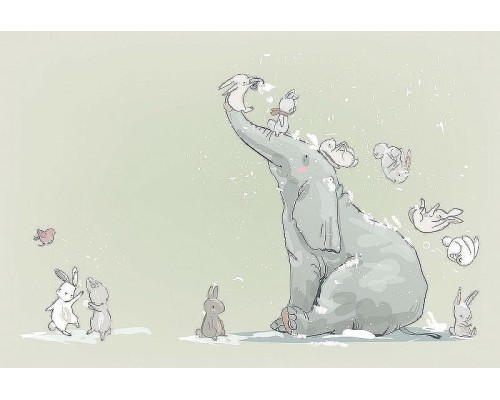 Фреска детская Ortograf Для самых маленьких 32927 Фактура флок FLK Флизелин (4x2,7) Зеленый, Животные