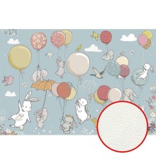 Фреска детская Ortograf Для самых маленьких 32928 Фактура флок FLK Флизелин (4x2,7) Голубой/Разноцветный, Животные/Воздушные шары