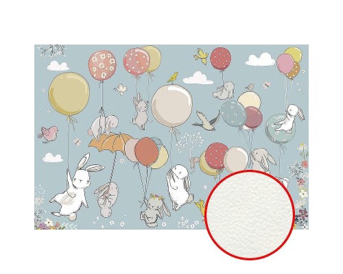 Фреска детская Ortograf Для самых маленьких 32928 Фактура флок FLK Флизелин (4x2,7) Голубой/Разноцветный, Животные/Воздушные шары