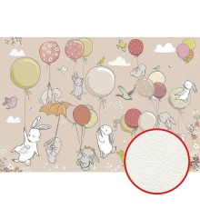 Фреска детская Ortograf Для самых маленьких 32929 Фактура флок FLK Флизелин (4x2,7) Розовый/Разноцветный, Животные/Воздушные шары