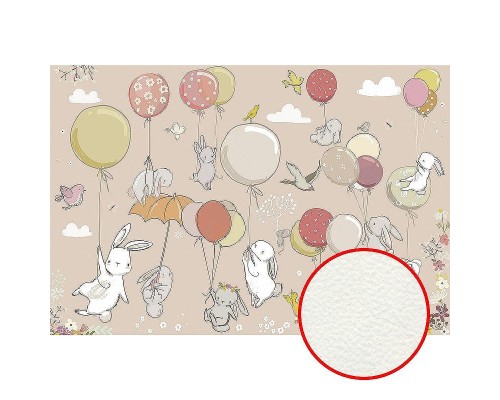 Фреска детская Ortograf Для самых маленьких 32929 Фактура флок FLK Флизелин (4x2,7) Розовый/Разноцветный, Животные/Воздушные шары