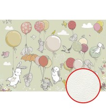 Фреска детская Ortograf Для самых маленьких 32930 Фактура флок FLK Флизелин (4x2,7) Зеленый/Разноцветный, Животные/Воздушные шары