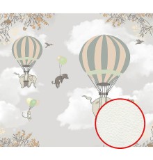 Фреска детская Ortograf Для самых маленьких 32931 Фактура флок FLK Флизелин (3,1x2,7) Серый, Животные/Воздушные шары