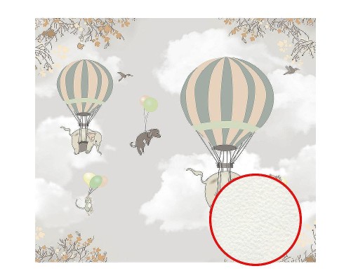 Фреска детская Ortograf Для самых маленьких 32931 Фактура флок FLK Флизелин (3,1x2,7) Серый, Животные/Воздушные шары