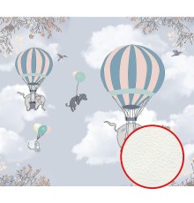 Фреска детская Ortograf Для самых маленьких 32932 Фактура флок FLK Флизелин (3,1x2,7) Голубой, Животные/Воздушные шары