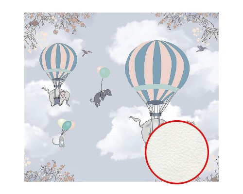 Фреска детская Ortograf Для самых маленьких 32932 Фактура флок FLK Флизелин (3,1x2,7) Голубой, Животные/Воздушные шары