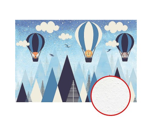 Фреска детская Ortograf Для самых маленьких 32948 Фактура бархат FX Флизелин (4x2,7) Синий, Животные/Воздушные шары