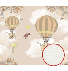 Фреска детская Ortograf Для самых маленьких 32933 Фактура флок FLK Флизелин (3,1x2,7) Бежевый, Животные/Воздушные шары