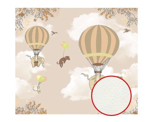 Фреска детская Ortograf Для самых маленьких 32933 Фактура флок FLK Флизелин (3,1x2,7) Бежевый, Животные/Воздушные шары