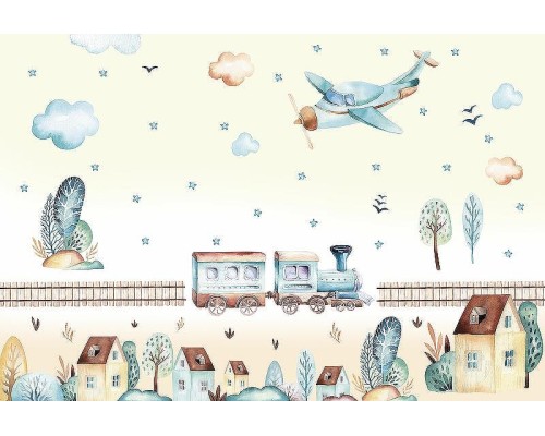 Фреска детская Ortograf Для самых маленьких 32923 Фактура флок FLK Флизелин (4x2,7) Желтый/Разноцветный, Мультимедия