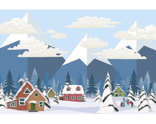 Фреска детская Ortograf Для самых маленьких 32951 Фактура бархат FX Флизелин (4x2,7) Синий, Пейзаж