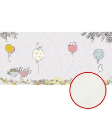 Фреска детская Ortograf Для самых маленьких 32935 Фактура флок FLK Флизелин (5,7x2,7) Сиреневый/Разноцветный, Животные/Воздушные шары