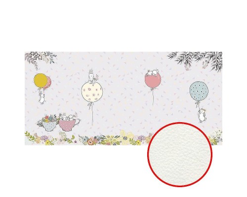 Фреска детская Ortograf Для самых маленьких 32935 Фактура флок FLK Флизелин (5,7x2,7) Сиреневый/Разноцветный, Животные/Воздушные шары