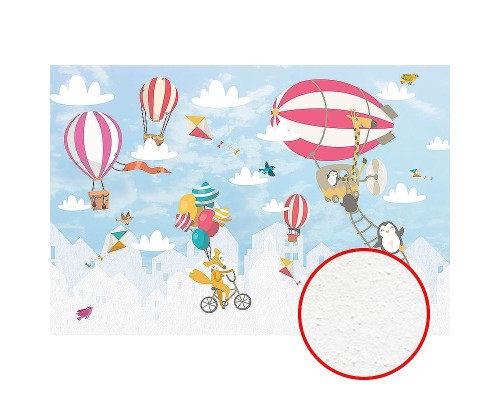 Фреска детская Ortograf Для самых маленьких 32952 Фактура бархат FX Флизелин (4x2,7) Голубой/Разноцветный, Животные/Воздушные шары