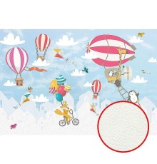 Фреска детская Ortograf Для самых маленьких 32952 Фактура флок FLK Флизелин (4x2,7) Голубой/Разноцветный, Животные/Воздушные шары